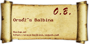 Orsós Balbina névjegykártya